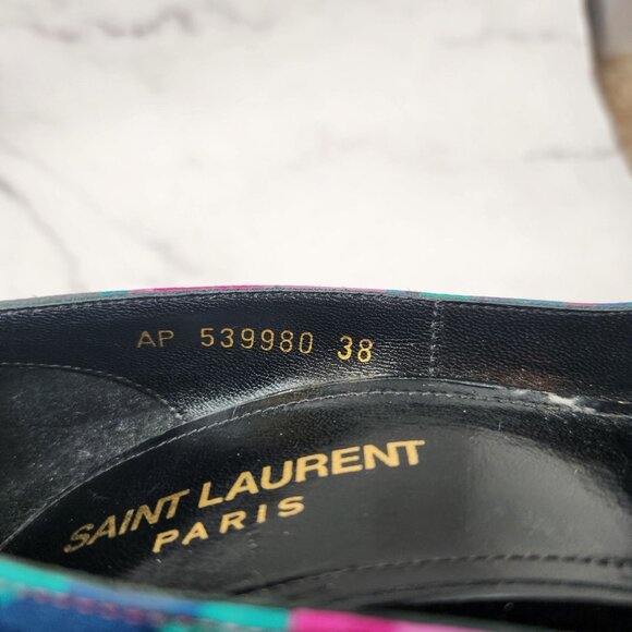 Saint Laurent Paris Floral Print Pumps Stiletto Heels Formal - Picture 11 of 12